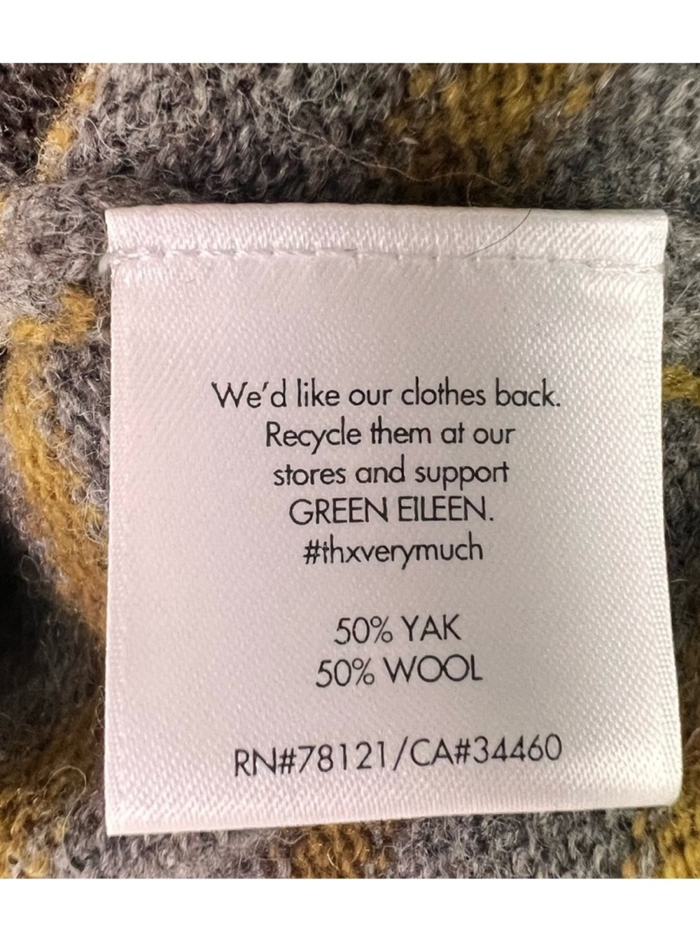 Eileen Fisher Yellow and Grey Stripe Wool/Yak Sweater - Picture 8 of 8